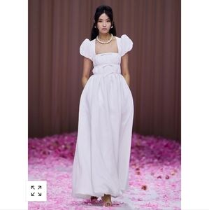 Maison Amory Dauphine Maxi Gown Elegant White Puff Sleeve Dress Bubble S